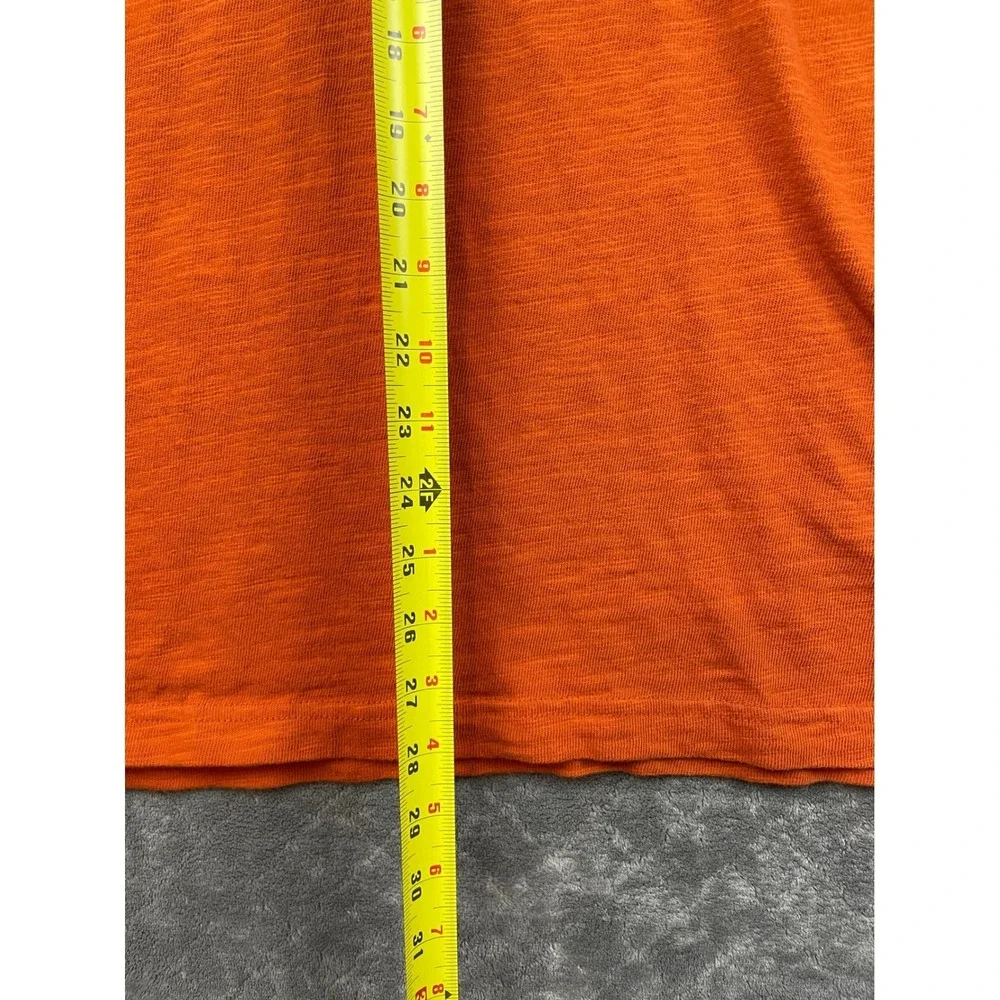 ORVIS Pullover Sweater Men M Orange Quarter Zip Mock Neck Zip 100 Cotton Outdoor